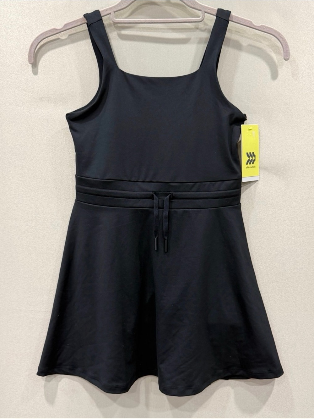 All in Motion Girls’ Active Tennis Dress with Built-In Shorts Black NWT Size 8